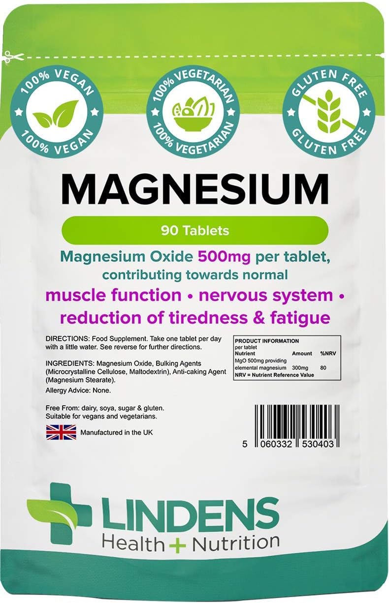 Lindens Magnesium Tablets 90 Tablets Contributes to Normal Energy
