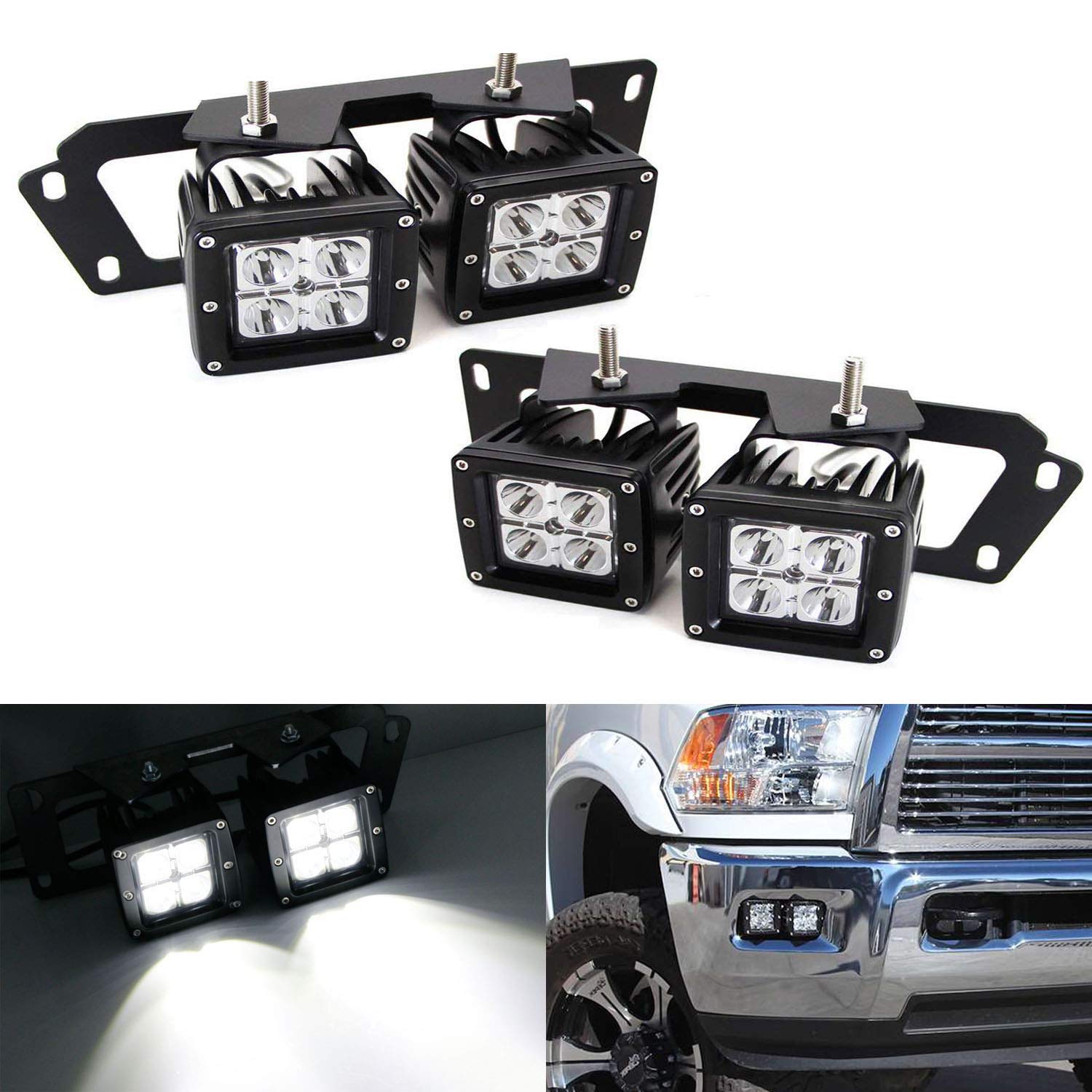 iJDMTOY LED Pod Light Fog Lamp Compatible With Dodge 200912 RAM 1500