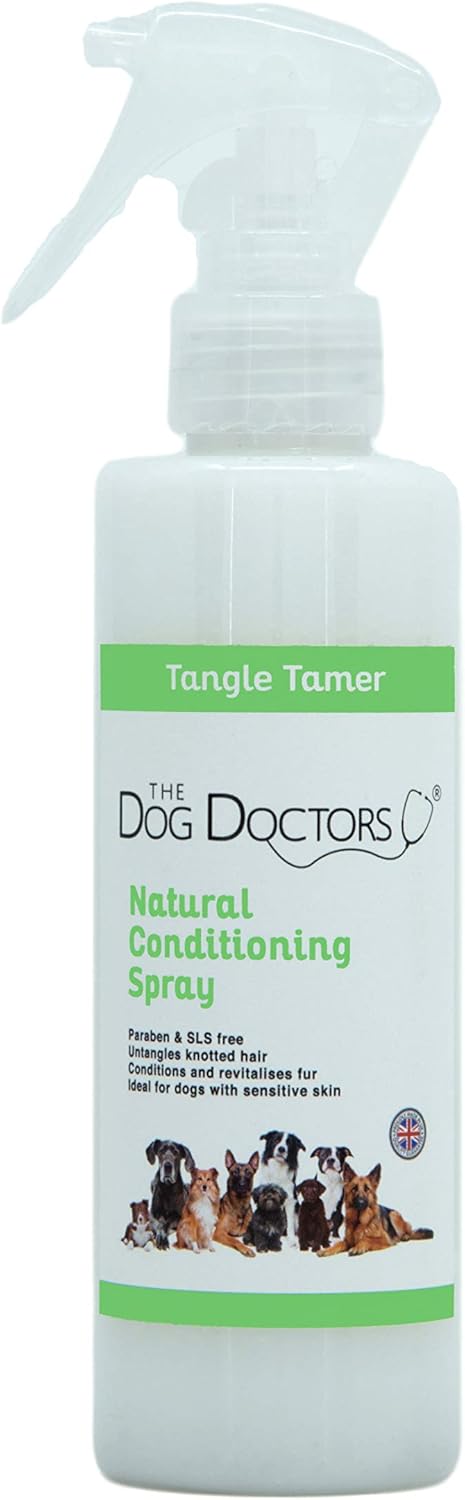 The Dog Doctors Tangle Tamer Natural Grooming Conditioning Spray Helps With De Matting Fur and Knot Removal - Proudly Made In The UK!
