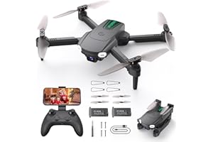 ZERDROFY Foldable Drone with Camera for Kids Beginners - Remote Control Helicopter Toys Gifts for Boys Girls, 1080P HD FPV RC Drones with 2 Batteries, One Key Start/Land, Altitude Hold, Gesture Selfie, Black