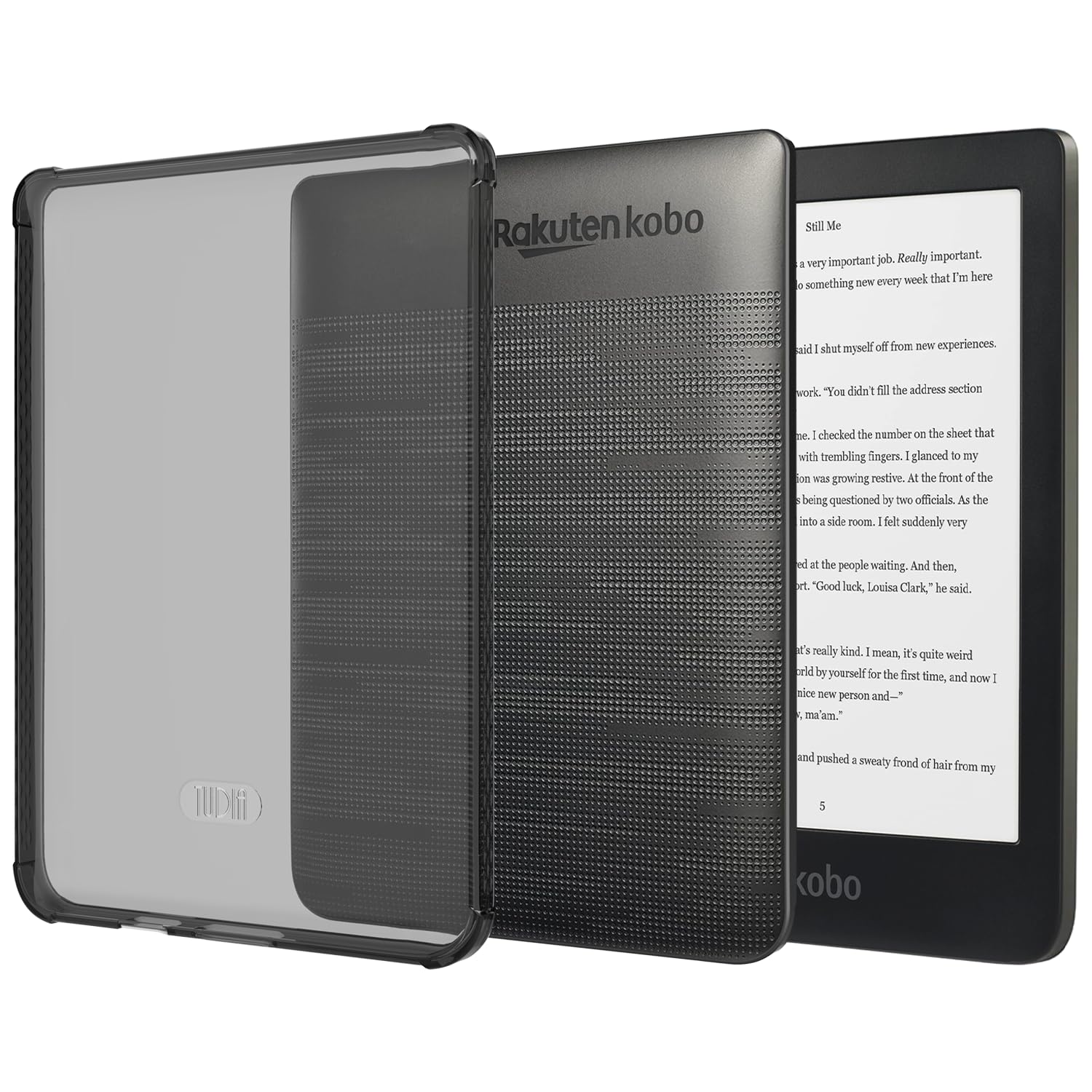 TUDIA SKN Designed for Kobo Clara HD Case 6" (2018) Back Cover, [Reinforced Corners] Shockproof Slim Anti-Yellowing Silicone Gel Clear Back Lightweight Grip TPU Bumper for eReader (Clear Black)