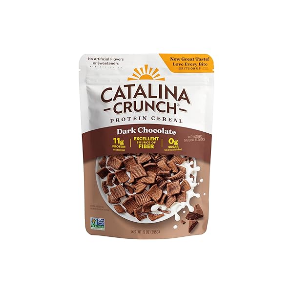 CATALINA CRUNCH PROTEIN CEREAL – SUGAR FREE BREAKFAST CEREAL WITH 11G OF PROTEIN – GLUTEN FREE – DARK CHOCOLATE – 9 OZ. BAG (PACK OF 1)