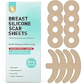 Breast Silicone Scar Sheets – 8 Areola Circles + 4 Anchor Patches | Medical Grade, Reusable & Waterproof Scar Tape for Breast Surgery, Implants, Lift, Reduction & Mastectomy Recovery