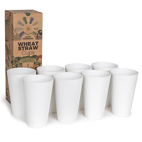 Grow Forward Premium Wheat Straw Cups 20 oz Unbreakable BPA Free