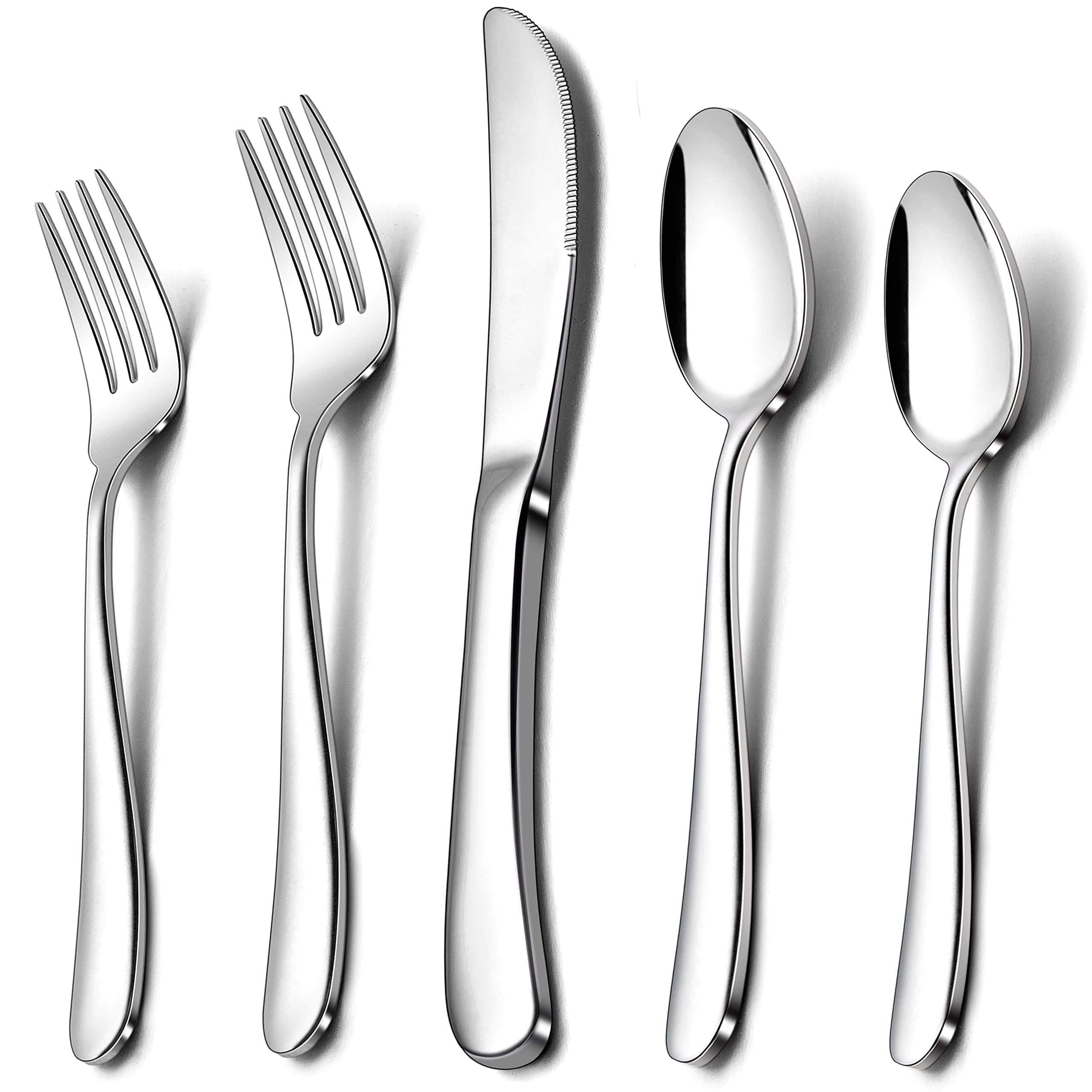 Photo 1 of Herogo Heavy Duty Stainless Steel Silverware Set, 60-Piece Heavy Weight Modern Flatware Cutlery Set for 12, Fancy Tableware Eating Utensils for Home Wedding, Dishwasher Safe, Mirror Finished