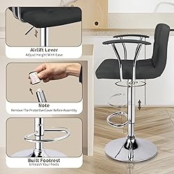 ERGOSEAT Bar Stools Set of 2,Armrest Adjustable