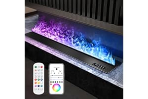 MEXHOM Water Vapor Fireplace Recessed Multicolour Realistic Atomized Flame, Electric Fireplace with Manual Water Control and Remote Control,with 5ft Power Cord,Size: L31.5 x W7.87x H8.27 in