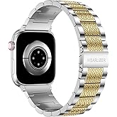 Wearlizer Stainless Steel Band Compatible with Apple Watch Band 49/46/45/44/42/41/40/38mm Men Women, Zigzag Weave Durable Metal Strap for iWatch Series 11 10 9 8 7 6 5 4 3 SE/Ultra 3 2 1