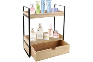 2-Tier Bathroom Organizer Countertop with Drawer, Matcha Station for Storage, Countertop Organizer with Drawers for Vanity, W