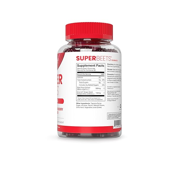 HUMANN SUPERBEETS STRAWBERRY HEART GUMMIES – BEETROOT & GRAPE SEED EXTRACT, 120 COUNT