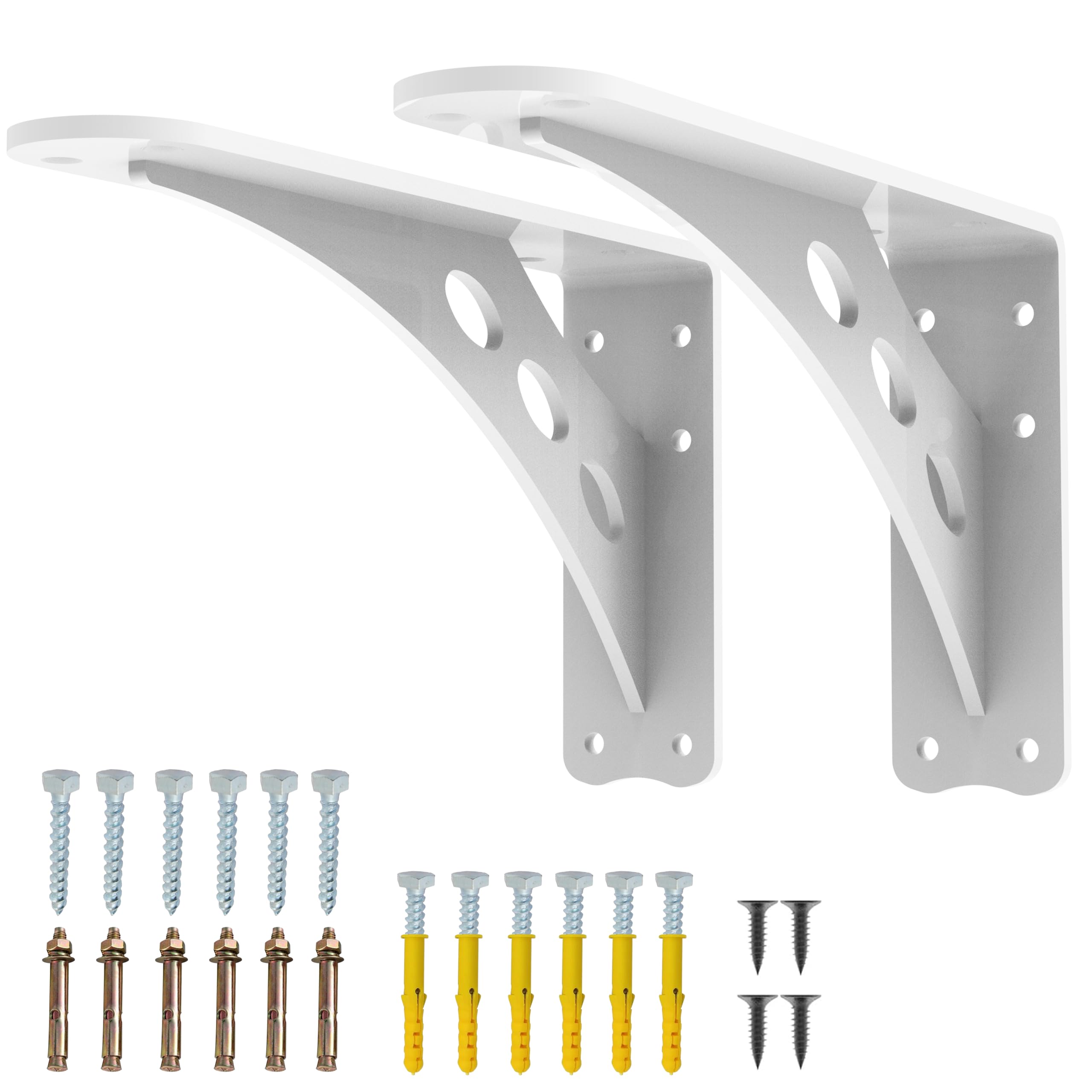 thumbnail image 2 of Floating Shelf Brackets, Heavy Duty 10 Inch, White - 6 Pack, Holds Over 160 Lbs, Hidden L-Bracket 2 of 14
