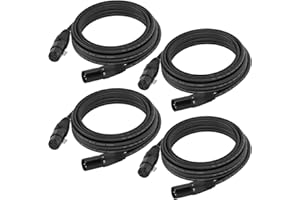 Gruolin 25ft DMX Cable, 4 Pack 7.62m DMX Light Cables DMX Wires, 3-Pin XLR Male to Female Stage Signal Cable with Metal Connectors for DMX512 Stage & DJ Lighting fixtures