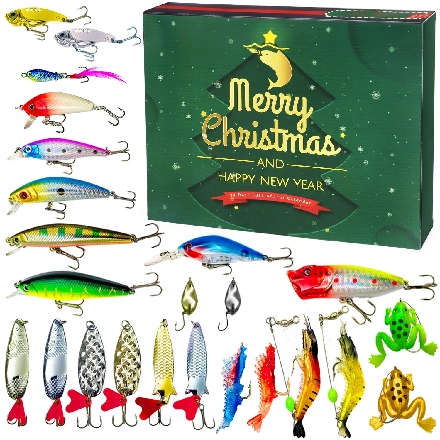 View 1 of ****3PCS*** Christmas Advent Calendar 2025 - Fishing for Adults, 24 Lure Boxes Countdown Calendar to for Men, Father, Grandpa