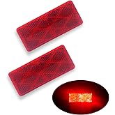 WELNENT E-Mark DOT 4A CCC 2pcs Rectangle Reflector Self Adhesive Stick on Trailer Driveway Mailbox (Red)