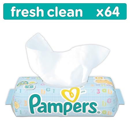 Pampers Babys Wipes (White, 64 Counts) - Pack of 2