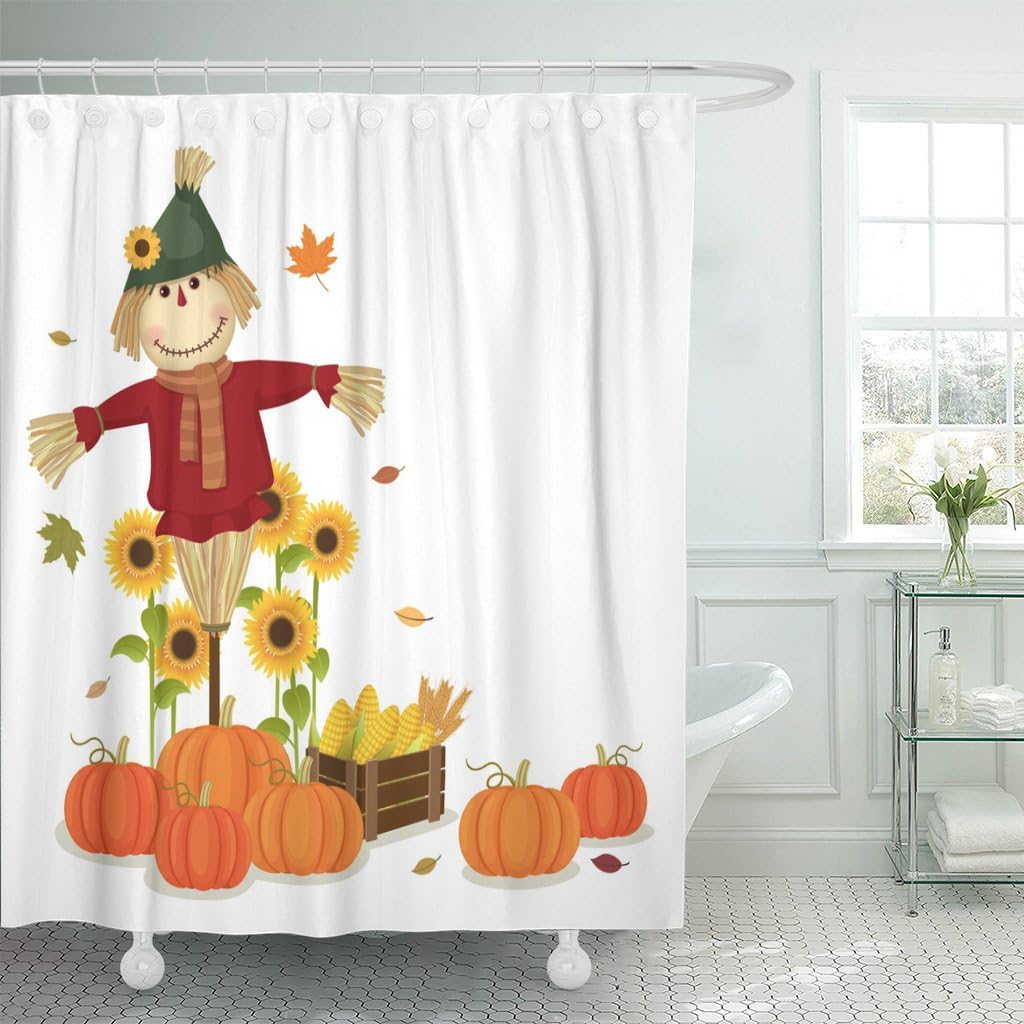 Emvency Shower Curtain Fall of Autumn Harvesting Cute