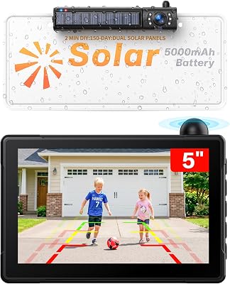 solar wireless backup camera for car with 1080P monitor, 2 minute install
