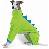 ESCCBOO Italian Greyhound Whippet Clothes, Cozy Fleece Dinosaur Costume, Basic Onesie Turtleneck Outfits Coat (Green, Small)
