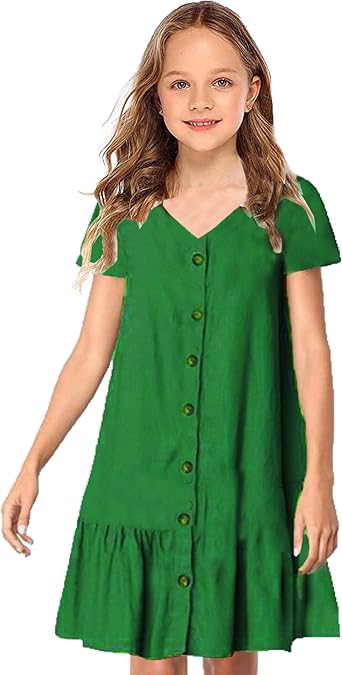 girls green tshirt dress