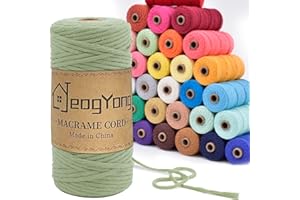 JEOGYONG 3mm Macrame Cord, Single Strand Macrame Cord 3mm x 109 Yards Thick String Macrame Yarn, Colored Natural Cotton Rope, Colorful Cotton Cord, Macramé Supplies for Wall Hanging Plant Hanger Crafts