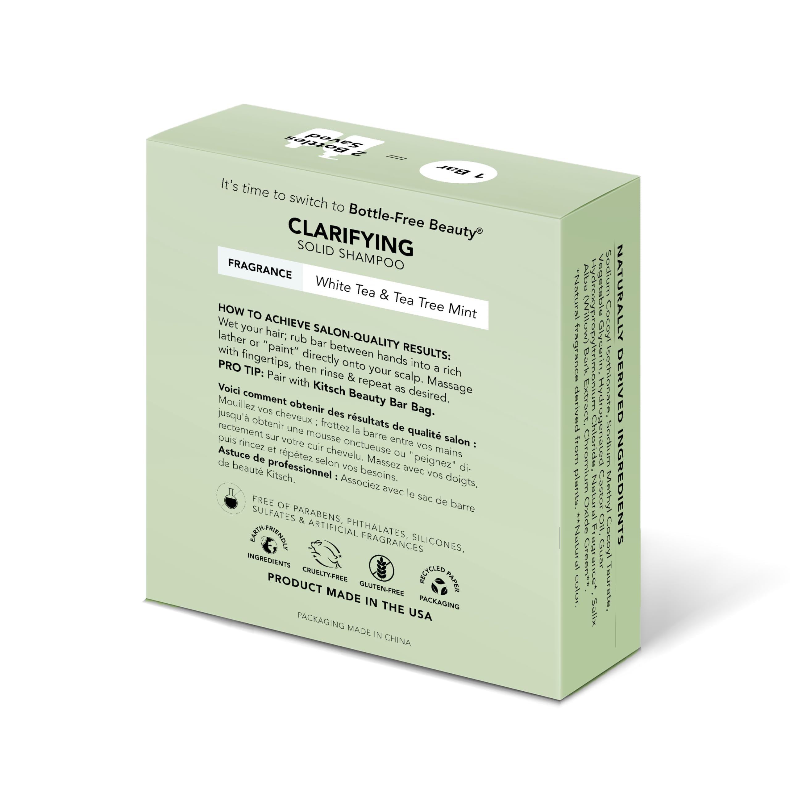 Kitsch Tea Tree & Mint Anti-Dandruff Vegan Shampoo for Itchy Scalp | Made in US | Paraben & Sulfate-Free | 3.2oz
