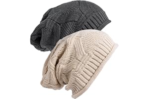 Senker Fashion Winter Slouchy Beanie Hats for Women, Knit Beanies Warm Fleece Lined Chunky Oversized Skull Cap Gifts