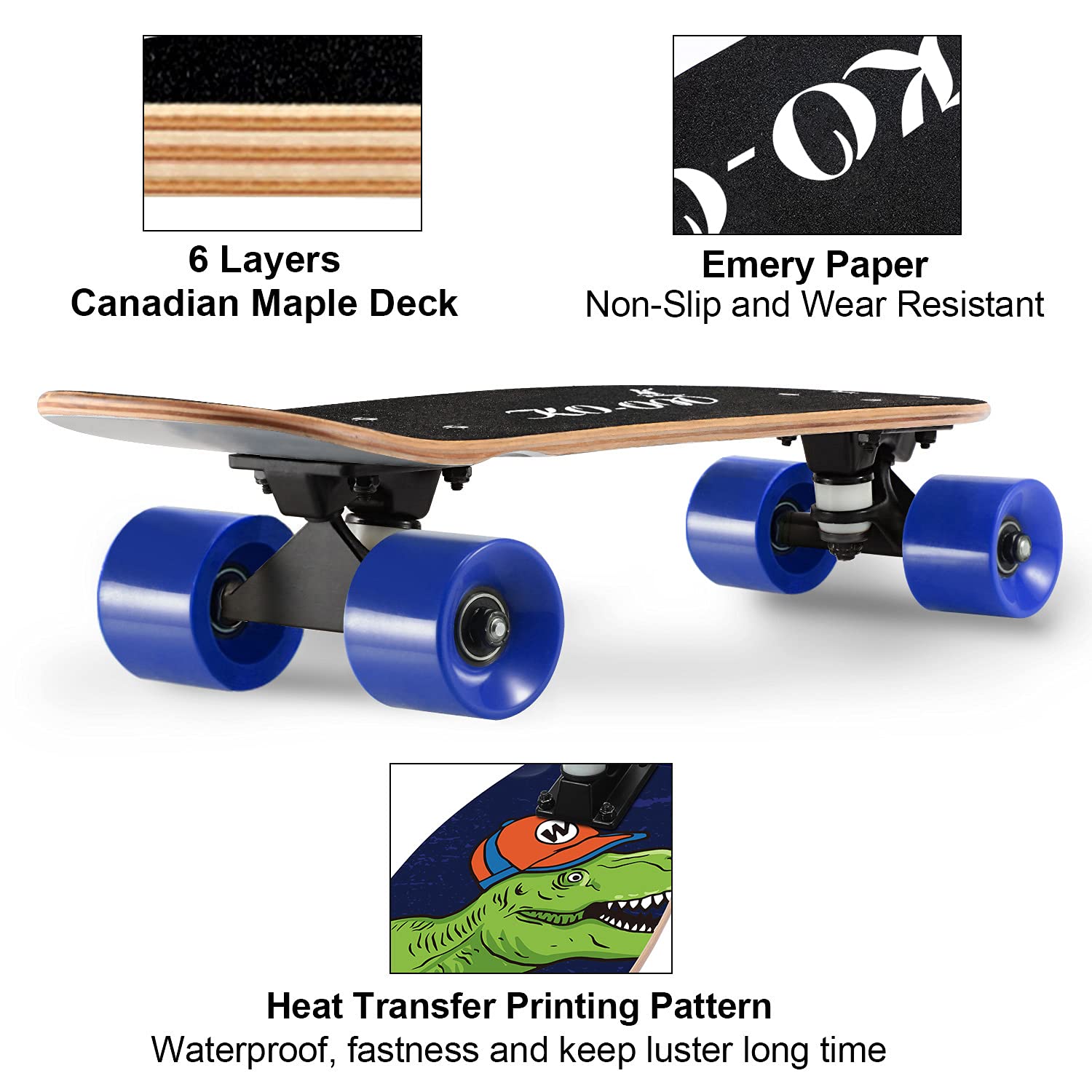 KO-ON Skateboard Complete Skateboards 22 Inch Mini Cruiser Skateboards for Beginners Kids Boys and Girls