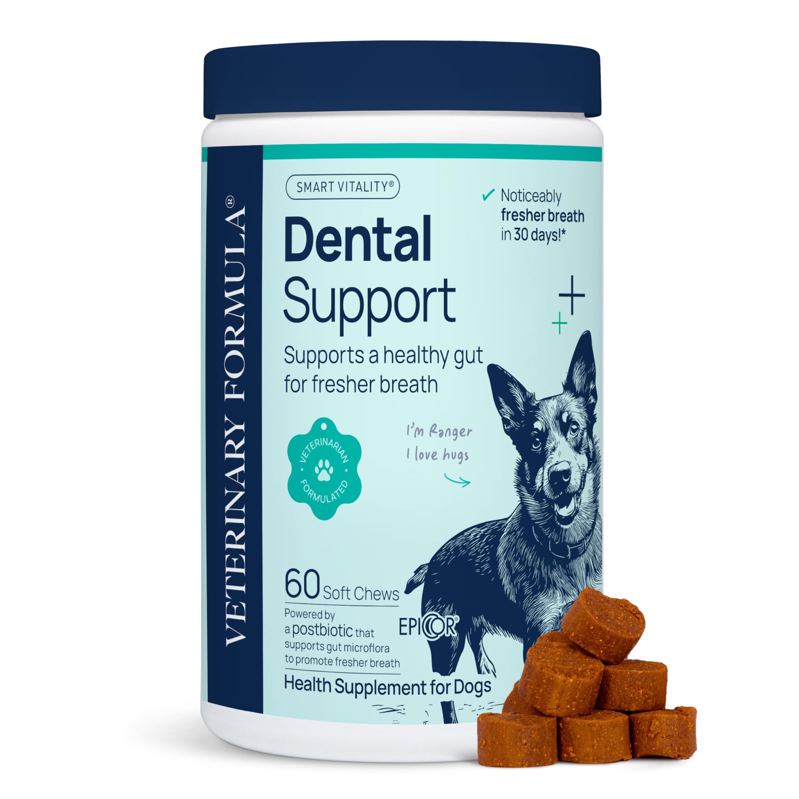 Photo 1 of ***BB 06/2027
Veterinary Formula Dental Health Supplement for Dogs – Vet-Formulated Chews with EpiCor® & Kelp – Smart Vitality Supports Plaque, Tartar, Breath & Oral Health, 60 Soft Chews