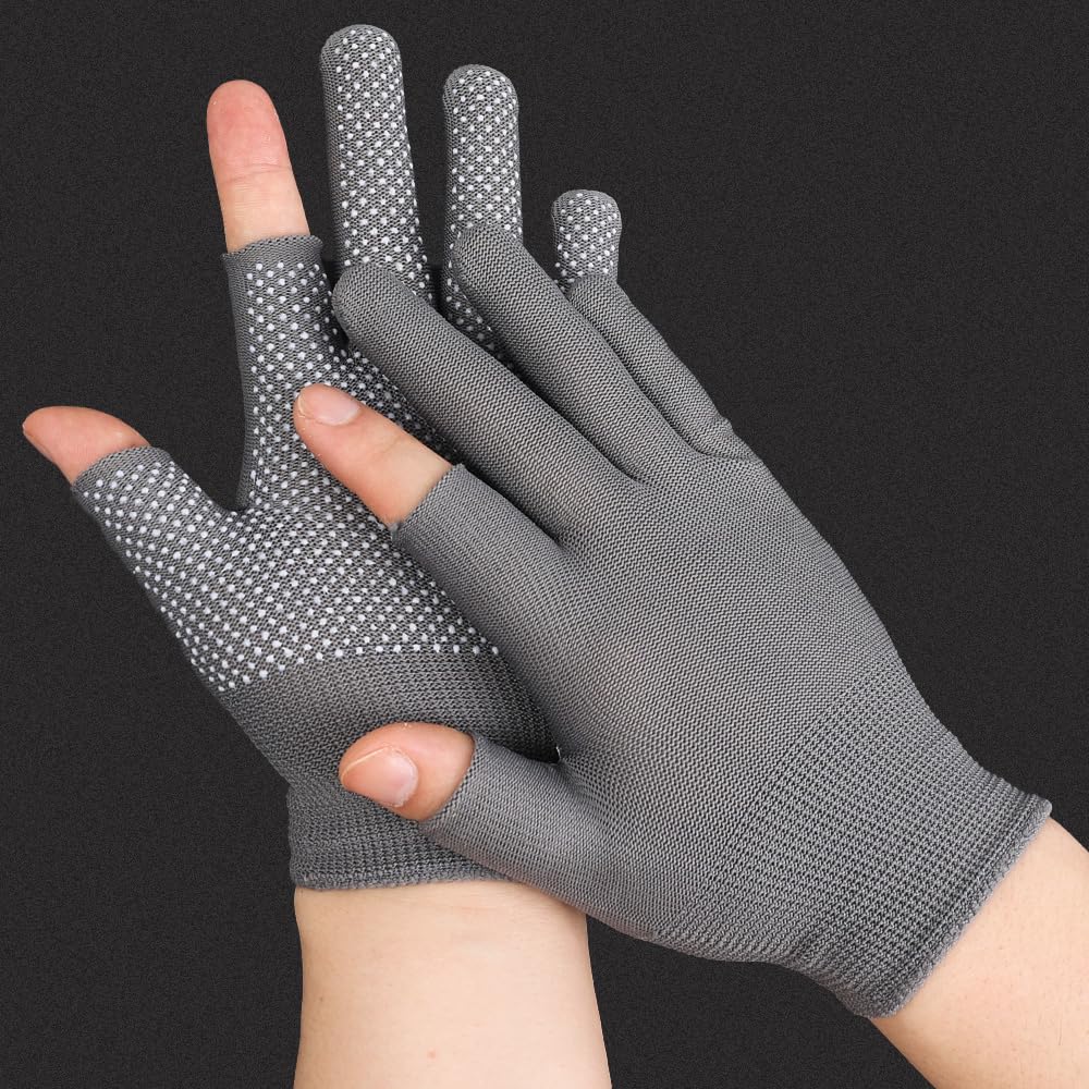 Photo 1 of Lightweight Men and Women Half-Finger Slip Breathable Fingerless Work Gloves for Construction Nylon Fitness Cycling Motorcycle Gloves?Grey