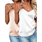 Zeagoo Women's Silk Satin Tank Tops 2026 V Neck Adjustable Spaghetti Strap Sleeveless Camisole Summer Basic Blouse