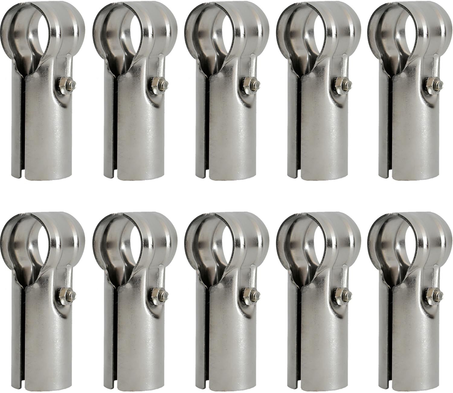 Photo 1 of 10 Pcs T  Clamp Connector fits for O.D. 1 Inch Pipe, Stainless Steel End Rail Clamps Chain Link Fence, Thickness 1.8mm, Bolts and Nuts Included, Fits Pipe O.D. 1""(25mm), Silver