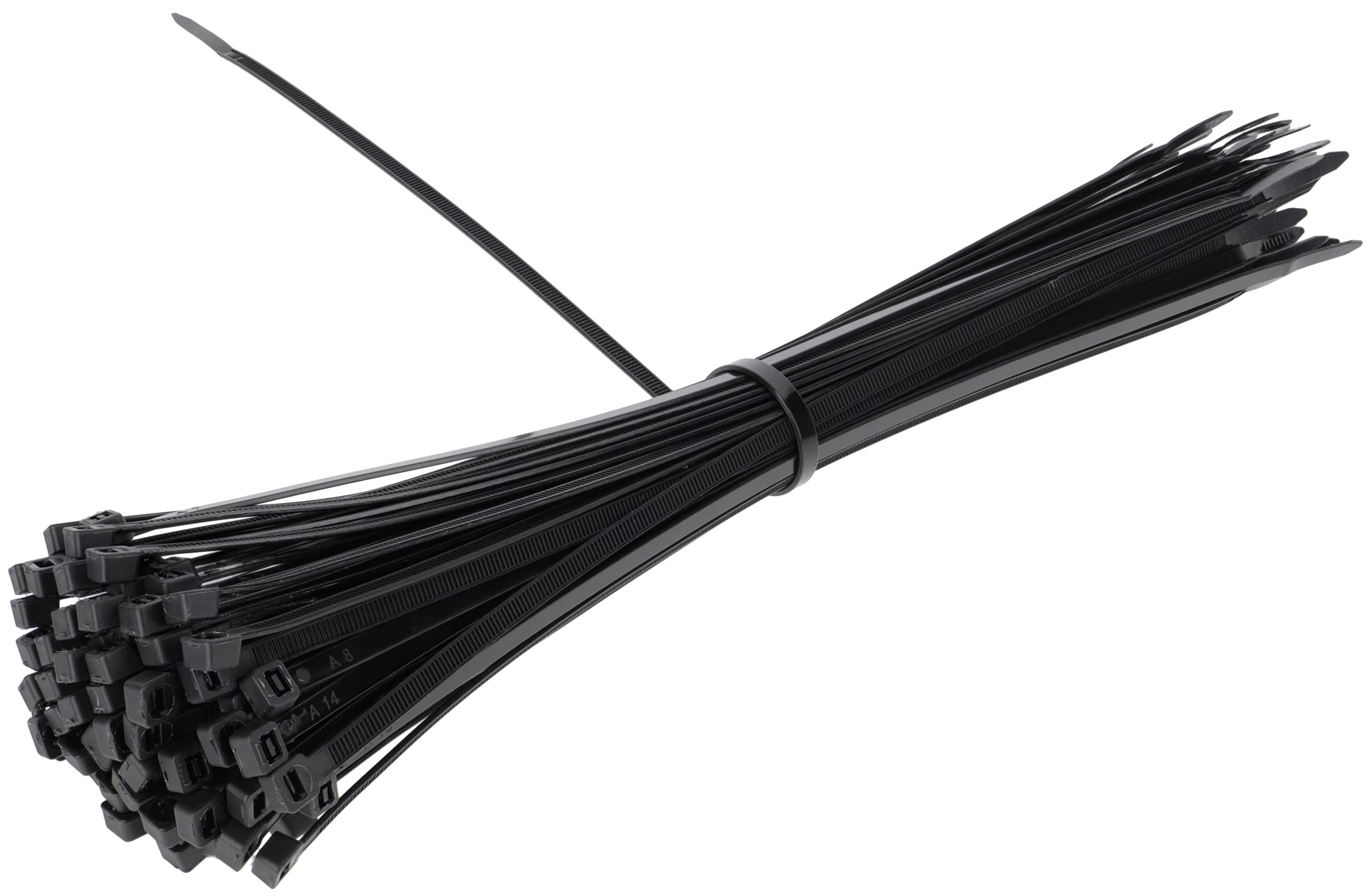 Cable Ties Black Pack of 100 4.8 x 300 mm UV-Resistant Tear and Tensile Resistant Quality from PRODIAMANT