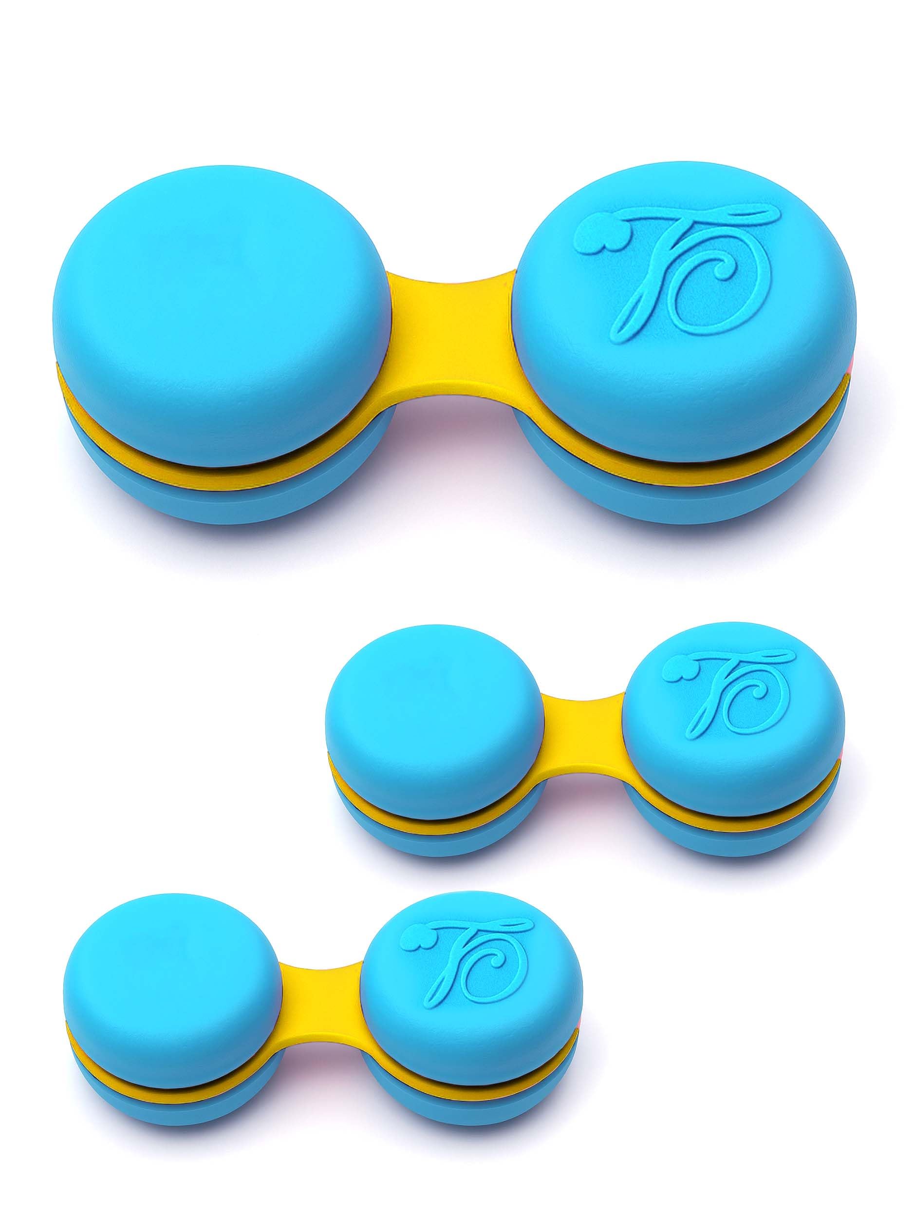 SPORTS WORLD VISION 3PC Light Blue Macaroon Contact Lens Case | Compact, Portable & Leakproof Contact Lens Holder | Durable, Travel-Friendly Contact Lens Solution Box with Same Color Set