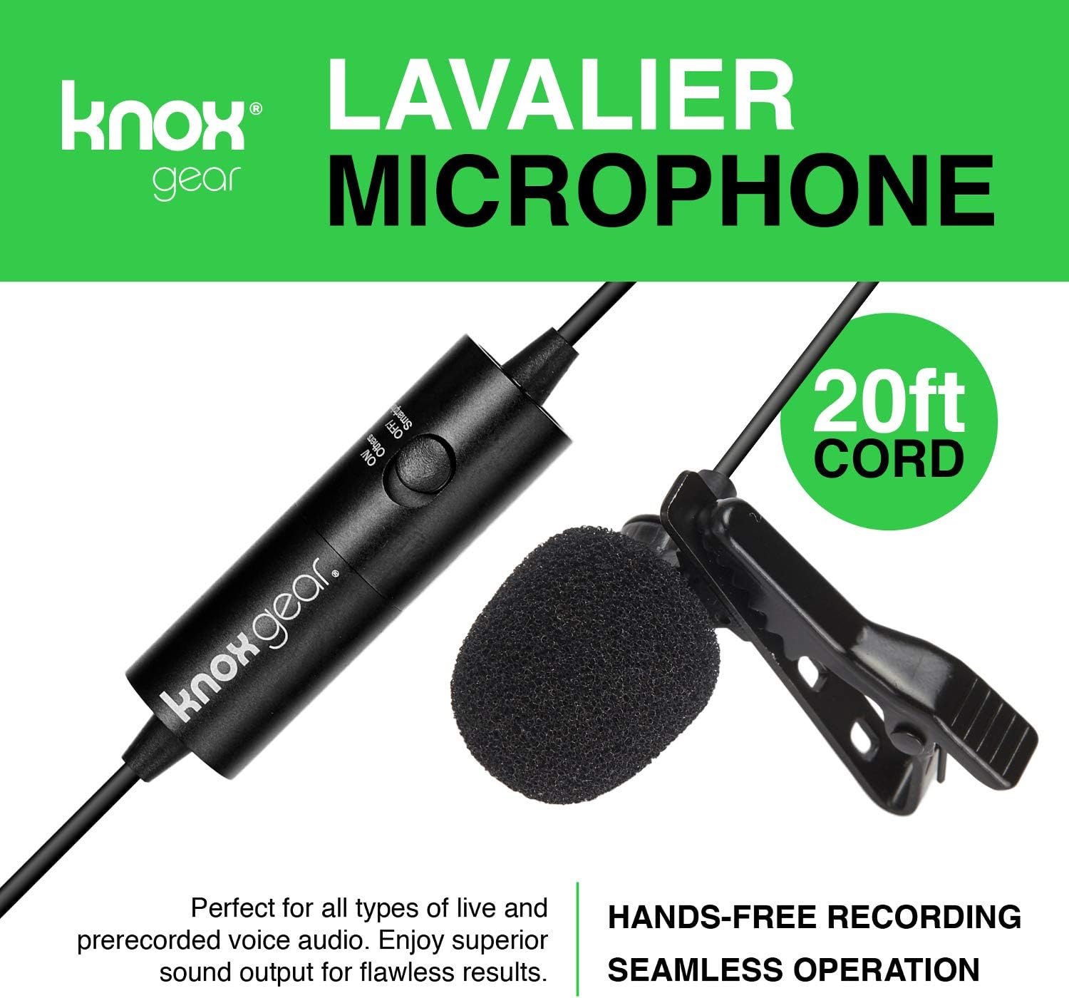 3.55mm Jack with 1/4” Adapter Professional Hands Free Body Lapel Mic