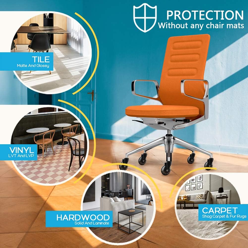 Caster Office Chair Wheels, 3" Standard Replacement Chair Casters, Heavy Duty & Safe Protection for All Floors Hardwood Slate Tile Mat Carpet Revolutionary Bearing Protection Cover, Set of 5 ATOMDOC: Furniture & Decor
