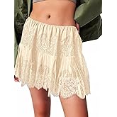 JURIS Women Lace Slip Skirt Low Rise Y2k Layered Pleated Ruffle Flowy Skirt Mesh Mini Underskirt
