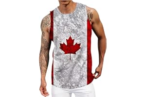 Canada T-Shirt Men Cotton Canada Day 3D Printed Tank Tops - Flag Maple Leaf Vest Sleeveless Tee Muscle Athletic
