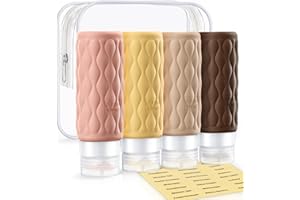 Colelulu Travel Bottles for Toiletries, 3.4 oz TSA Approved Silicone Travel Shampoo Bottles with Clear Toiletry Bag and Label, Travel Essentials for Shampoo and Conditioner, Cream