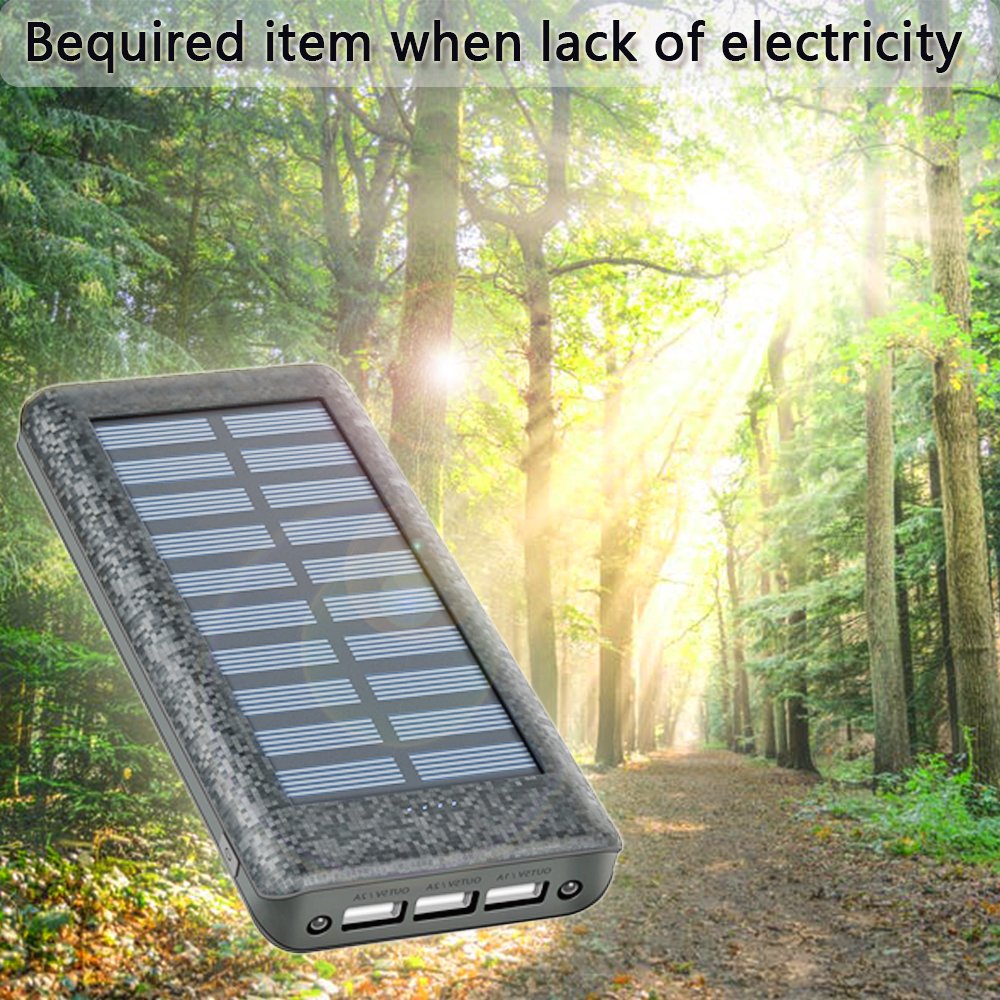 Portable Charger Solar Charger Power Bank 24000mah High Capacity 3 USB