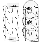 ORDORA Pot Lid Organizer Rack for Cabinet Door, 2 Pack Pot Lid Holder Black | 6-Tier Lid Racks for Cabinet Door/Wall, No Drilling Adhesive Mount, Rustproof, Fits Pot Pan Lid, Cutting Board &amp; Cookie Sheet