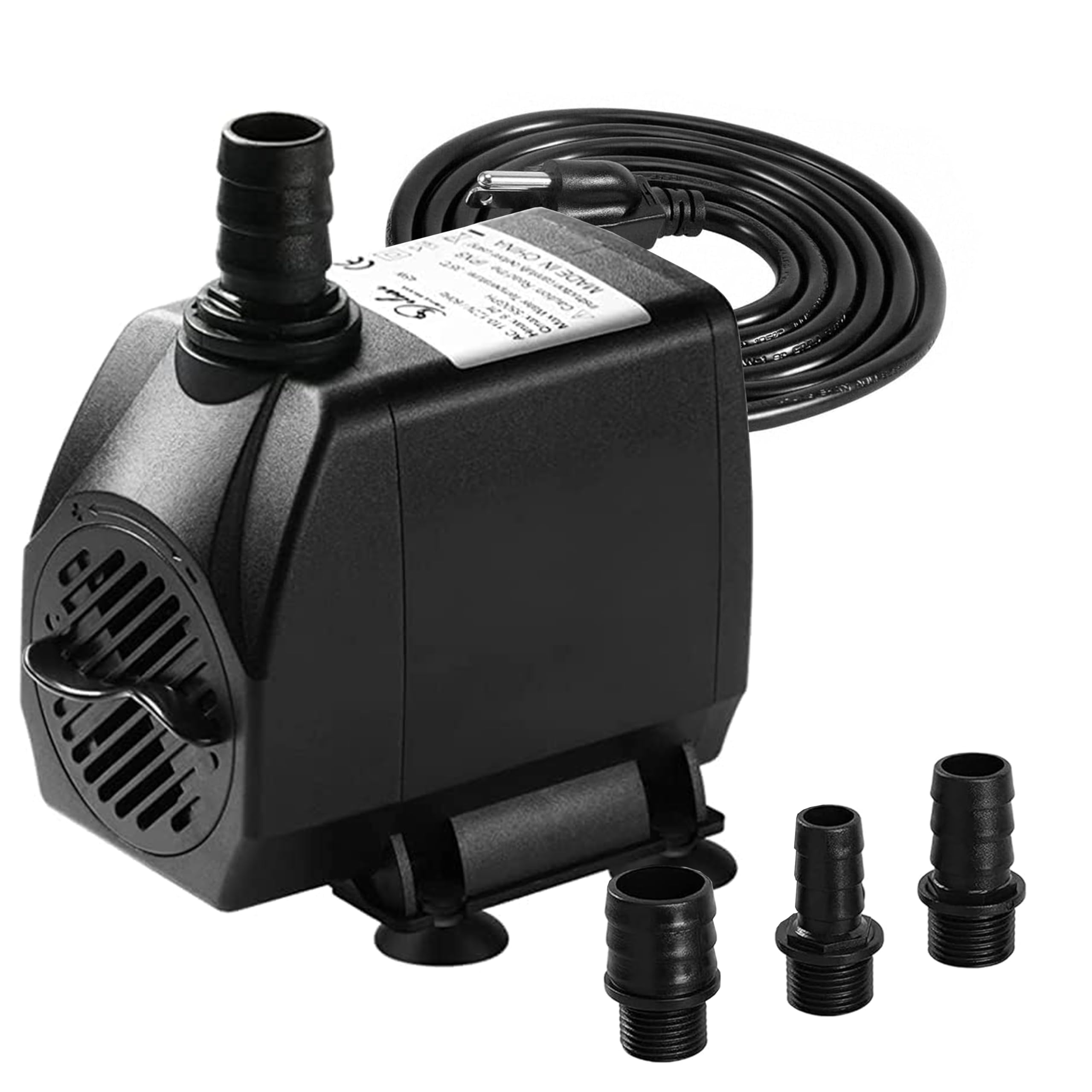 Photo 1 of Simple Deluxe 9.2ft High Lift 550GPH 45W Water Table Pump (2082L/H) with 3 Nozzles, Perfect for Fish Tank, Hydroponics, Pond, Aquarium, Black