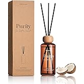 M&SENSE Seasalt Coconut Reed Diffuser: 6.3 fl oz Non-Toxic Aroma Set with Sticks, Light & Subtle Fragrance, Long-Lasting Natural Essential Oil Gifts for Bedroom, Shelf Decor & Small Spaces