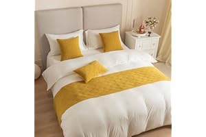 TOPHACKER Hotel Bed Runner and 2 Pillowcase Set Bed Scarf Solid Color Shell Pattern Bedspread Scarf Decorative Quality Soft No Fading Double-Sided Bed Throws for Foot of Bed for Twin Queen King Size Bed