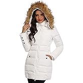 Epsion Women's Hooded Thickened Long Down Jacket Winter Down Parka Puffer Jacket