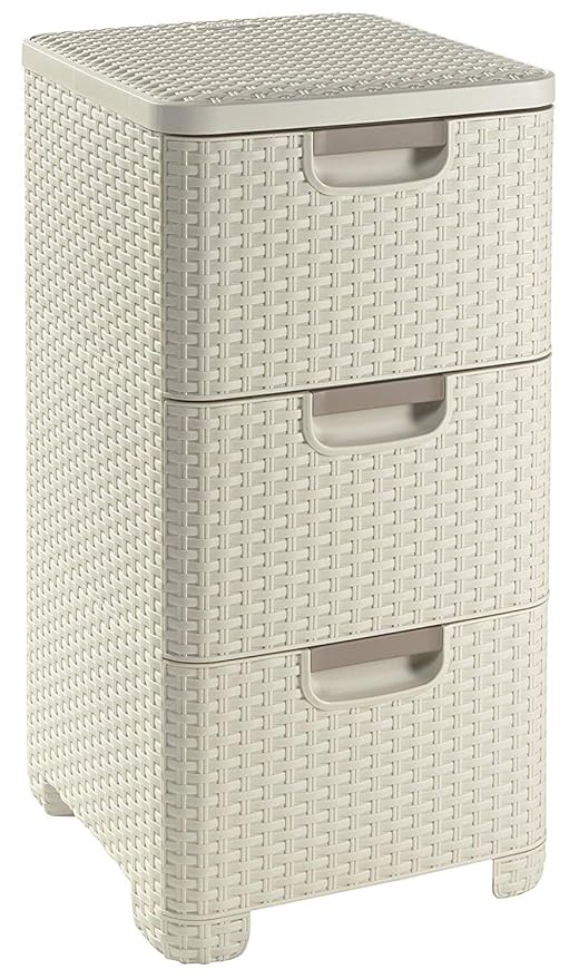 Home Storage Units Large Rattan Drawer Unit 3 Drawers Bathroom