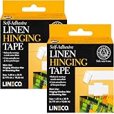 Lineco Self-Adhesive Linen Hinging Tape, White, 1.25'' x 35 ft, Pack of 2 | Neutral pH, Acrylic Adhesive, Acid-Free, Attaching Mats to Backboard, Hinge Heavy Artwork