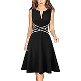 VFSHOW Womens Front Zipper Work Business A-Line Dress Elegant Professional Office Career Church Fit and Flare Skater Dresses