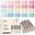 GAOY 23 Pcs Jelly Gel Nail Polish Kit, Transparent Pink Green Blue Purple Nude Colors UV Gel Polish Set with Glossy & Matte Top Coat and Base Coat for Nail Art DIY