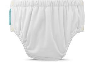 Charlie Banana Reusable Washable Swim Diaper, Easy On and Off Snaps for Baby Girls Boys, Soft and Snug Waterproof Fit to Prevent Leaks - White, Size XL (28-41 lbs)