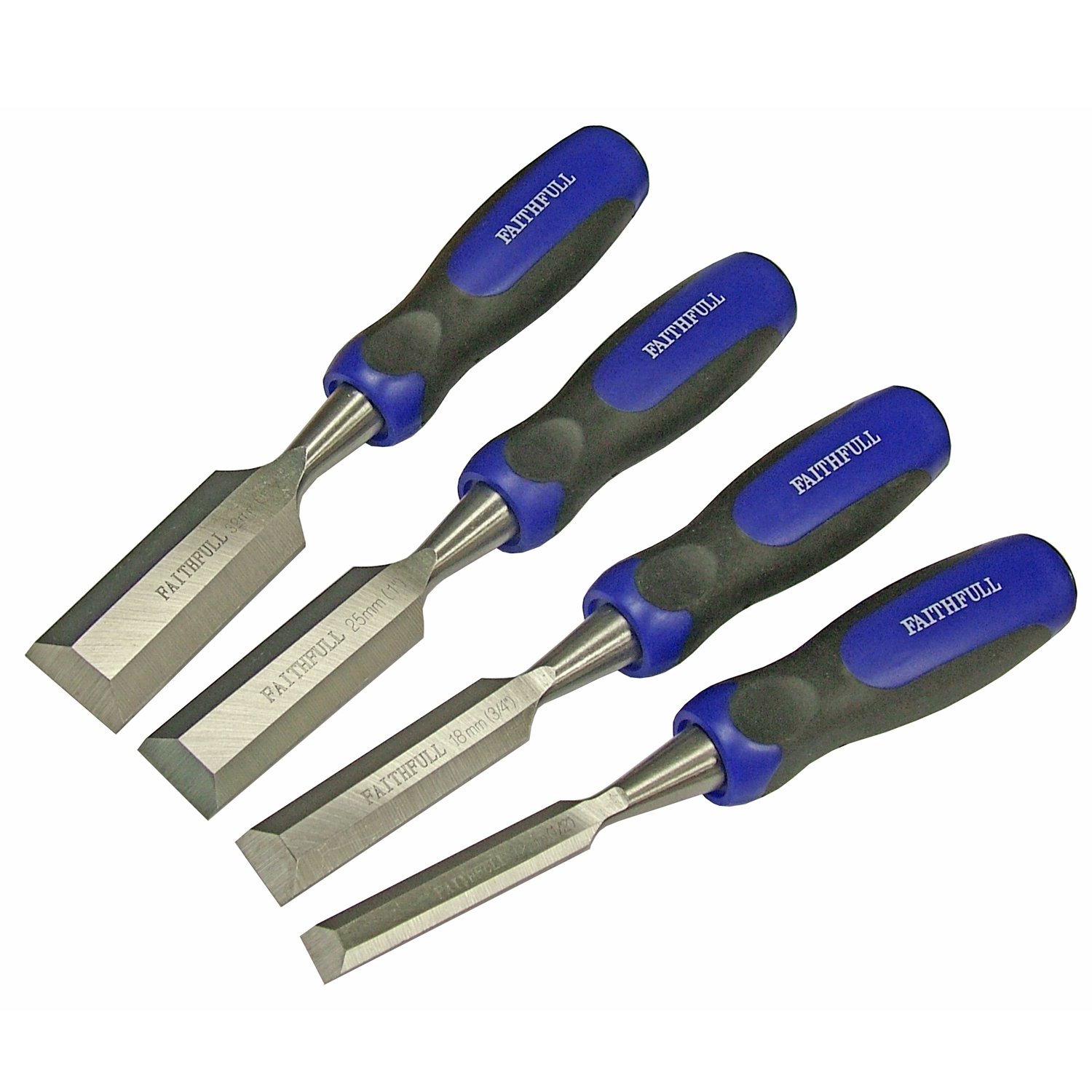 Faithfull FAIWCBUTTS4 Short Blade Wood Chisel Set of 4 - 12, 18, 25, 32mm